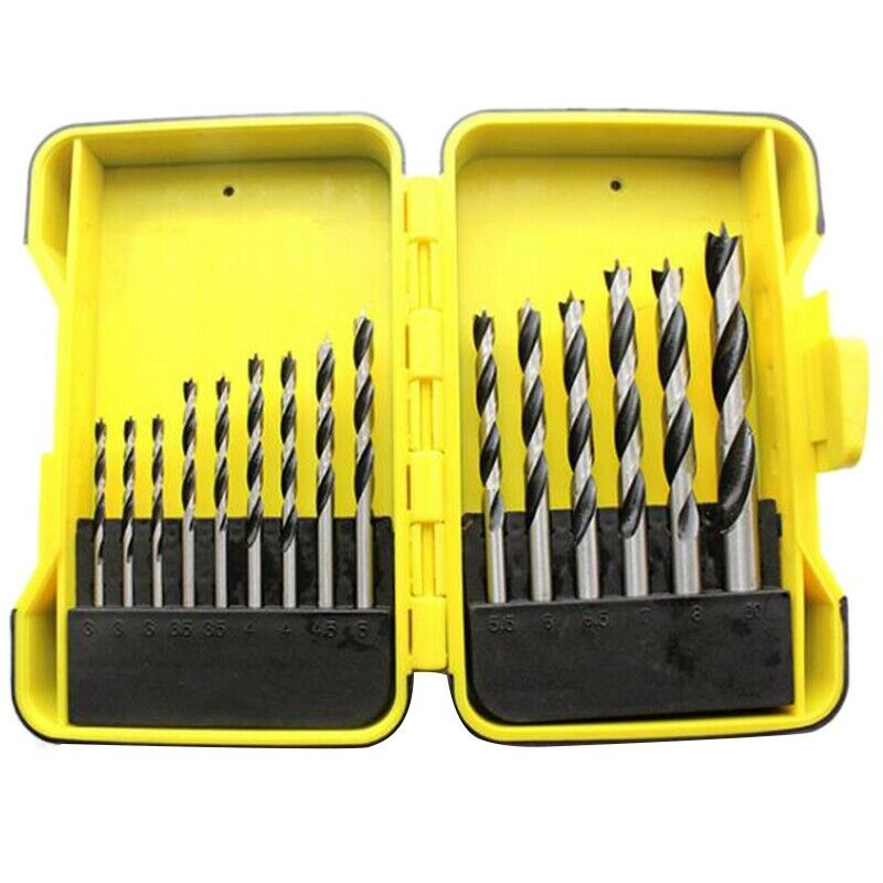15Pcs/Set 3-10Mm Diam Twist Drill Bit Woodworking Drill Three-Pointed Drill X1S1