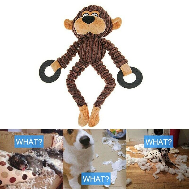 Funny Pet Dog Toys Chew Squeaky Toys Chewing Sound Molar Bite Monkey Shape  Z6C9