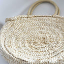 Simple Women Straw Big Round Handbag Tote Girl Circle Casual Beach Wristlet