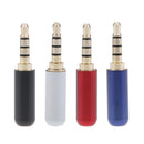 3Pcs Male 3.5mm 1/8" Mini Audio Plug Stereo Adapter Soldering Blue+Black+Red