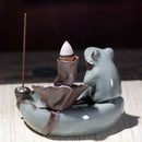 Ceramic Incense Smoke Cone Aroma Burner Stove Backflow Censer Deco Frog