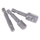 1socket adapter drill bits set hex shank 1/4" 3/8" 1/2" 3pcs impact driver FT