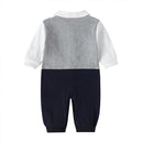 Cute Faux Two Piece Autumn Baby Romper Boys Cute Bow Tie Playsuit (18-24M) A