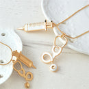 Alloy Medical Stethoscope Syringe Charm Pendant Necklace Chain Women Jewelry Hot