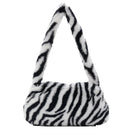 Animal Pattern Underarm Bag Women Mini Plush Shoulder Handbags Purse (4)