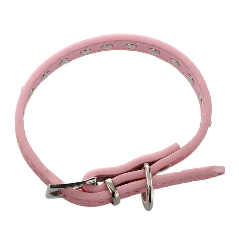 Pink PU Leather Dogs Cats Pets Puppy Neck Safety Collars XS