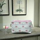 New Pink Laundry Basket Organizer For Dirty Clothes Cotton Ballet Girl Bow