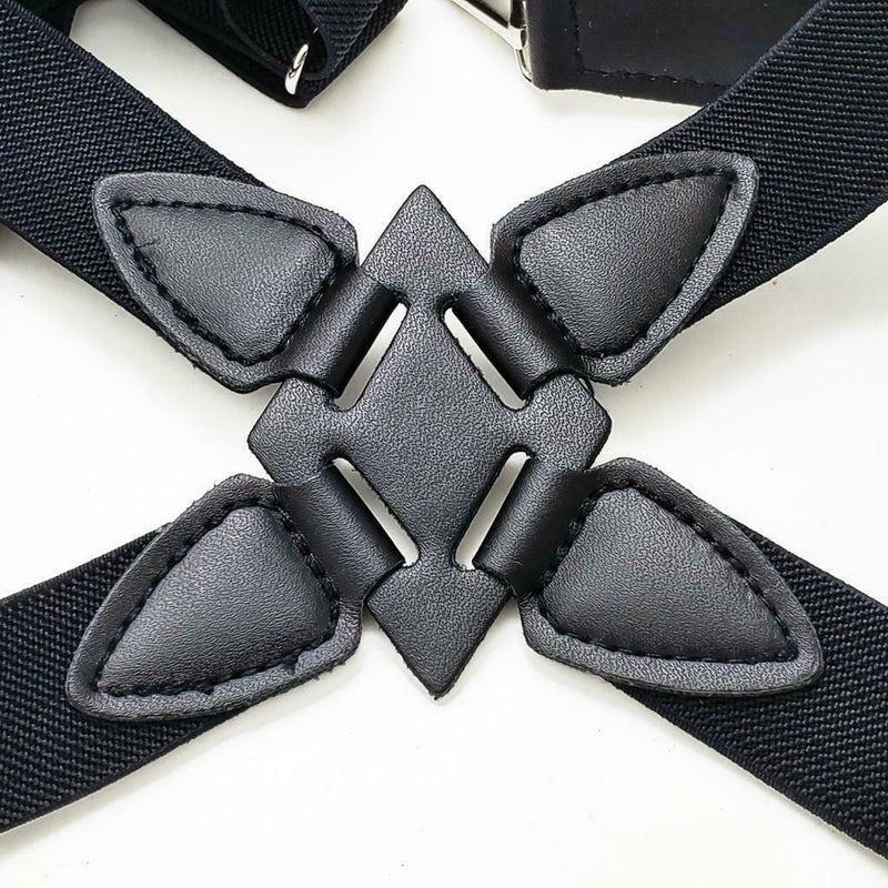 Womens Mens Clip-on Suspenders Elastic X-Back Adjustable Braces Wide Straps