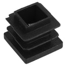 12 Pc 16mm x 16mm Square Striated Plastic Table End Plugs Inserted Tube