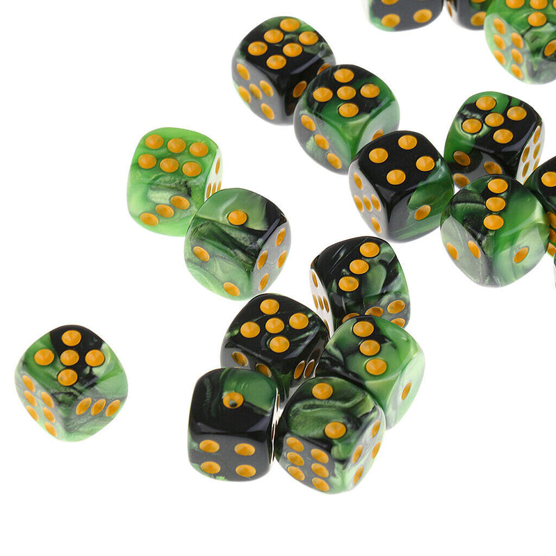 Pack of 60 Double Colored D6 Dices Acrylic with Iron Box for Party Casino Board