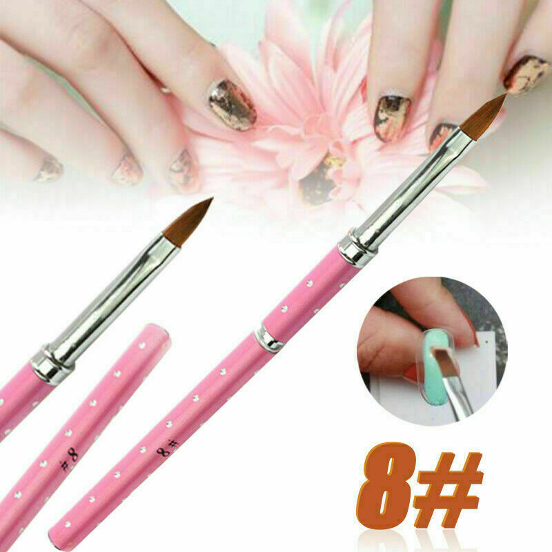 Pro Nail Art Brush Tool For Acrylic & Metal Handle With Diamond Kolinsky Hair 8#