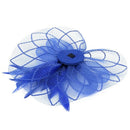 Flower Feather Fascinator Headband Hat Wedding Prom Ladies, Blue T2T3