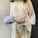 Plaid Mini Jelly Bag Transparent Flip Bag Summer Beach Handbag Chain Should