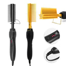 Heating High Heat  Hot Comb Portable Flat Brush for Afro Hair AU Golden