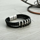 Fashion Simple Men'S Leather Bracelet Multilayer Woven Leather Bracelet Bra