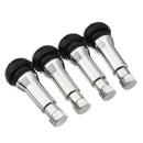 4pcs TR414 Chrome Tubeless Snap In Wheel Tire Valve Stems Rubber Dust Caps A
