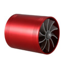 Double Turbine Turbo Charger Air Intake Gas Fuel Saver Fan for Car (red) K3G7