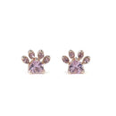 Paw Print Earrings Topaz Crystals Dangle Jewelry Dog Cat Horse Pig Animal Pets