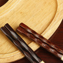 2Pairs Natural Wood Solid Chopsticks Polished Carving Hand Craft Cutlery Gifts