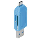 USB 2.0 + USB mini OTG SD ST Card Reader for Cell Phone Tablet PC (Blue) V9N8