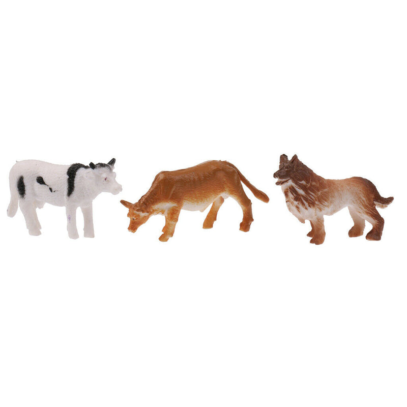 12 Pieces Party Pack Mini Farm Animals Plastic Mini Educational Farm Animal Toys