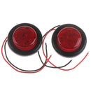 2Pcs Red 2 inch 7 LED Round Side Marker Clearance Light FOR Truck Trailer Cam Gw