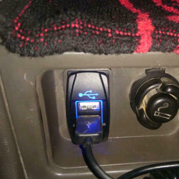 Car Auto Truck Boat Blue LED 12V&24V Dual USB Charger Backlit UTV Rock OHU