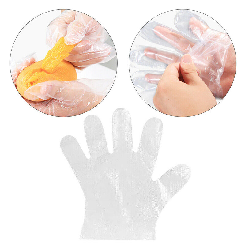 100pcs Transparent Disposable PE Sanitary Gloves for Restaurant Kitchen BBQ A