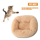 Pet Nest Soft Plush Kennel Dog Bed Warm House Puppy Cushion (Champagne M) A