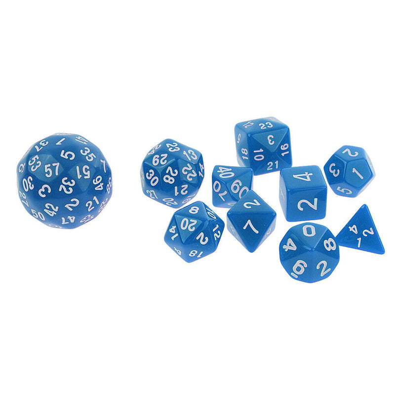 10x Multi Sided Dungeons & Dragon RPG Roleplay Game Dices Set Kids Gift Blue