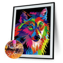 5D DIY Full Round Drill Diamond Painting Colorful Wolf Cross Stitch Mosaic