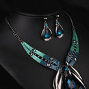 Crystal Choker Chunky Statement Pendant Bib Necklace Earring Jewelry Set