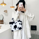 Plush Messenger Bag Women Winter Fashion Shoulder Fluffy Handbag (Black)