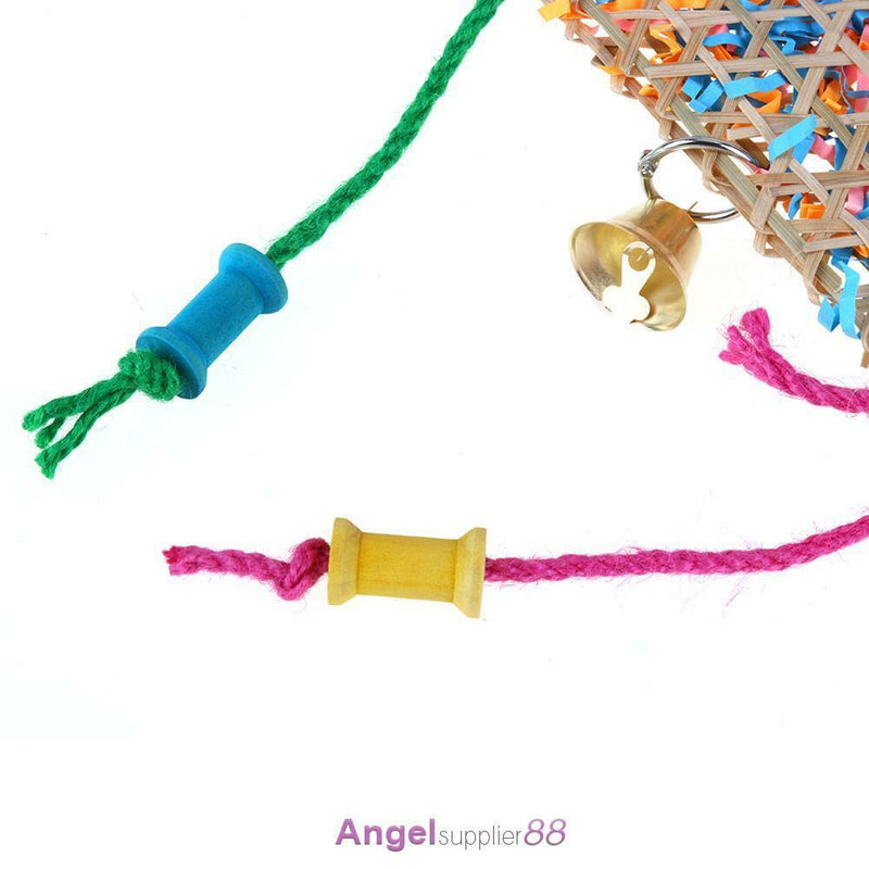 Bell Six Angle Wooden Swing Parrot Bird Toys Bird Cage Accessories