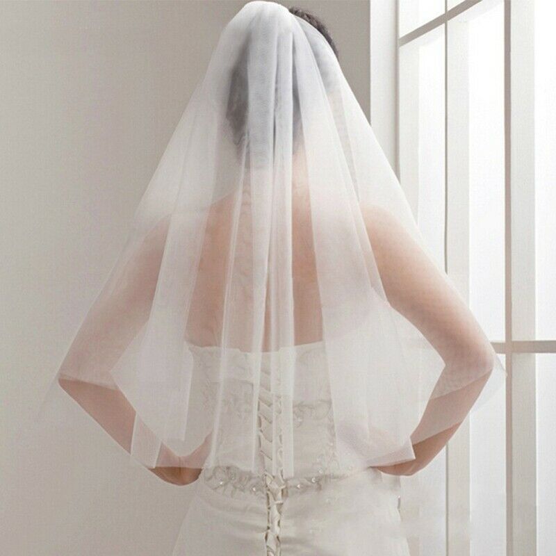 5X(Simple Short Tulle Wedding Veils White Bridal Veil for Bride for Weddin Y6T7)