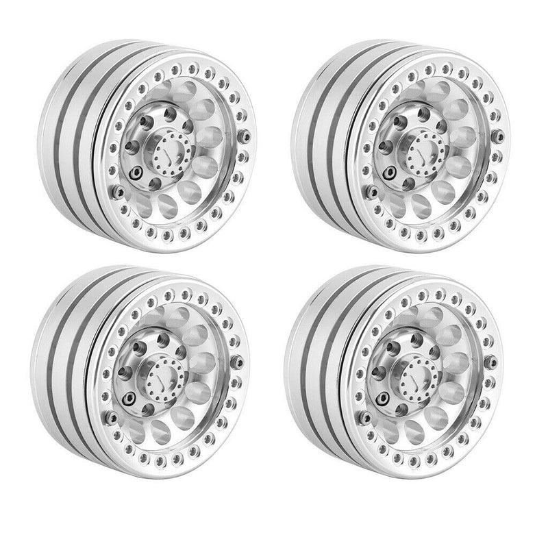 4 Pack 1.9 Inch Aluminum Beadlock Wheels 12mm Hex Wheel Rim for 1/10 RC Crawler