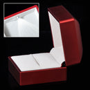 Red Polish LED Lighted Ring Box Engagement Wedding Diamond Jewelry Display Gift