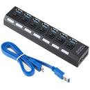 7 Port USB 3.0 HUB Powered +High Speed Splitter Extender PC AC Adapter HTD