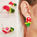 1 Pair Handcraft Polymer Clay Super Mario Piranha Plant Corpse Flower Studs I9Y8