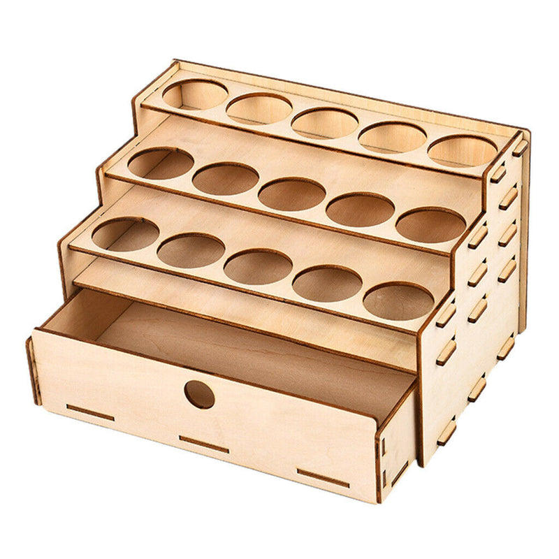 DIY Wooden Paint Rack Ink Storage Organizer 15-grid with drawer organizer