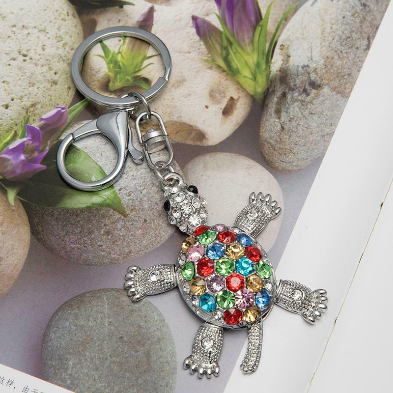 Crystal Tortoise Keychain Women Backpack Pendant Cute Key Ring Jewelry Gift A