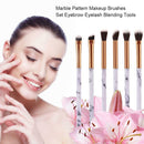 10pcs Marble Pattern Makeup Brushes Set Eyebrow Eyelash Blending Tools