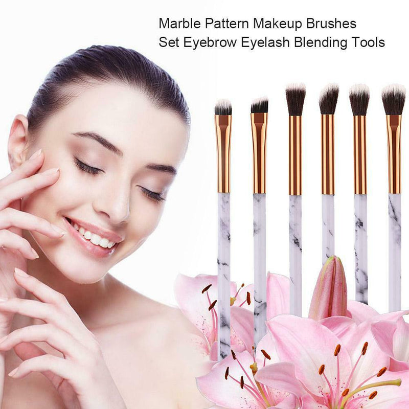 10pcs Marble Pattern Makeup Brushes Set Eyebrow Eyelash Blending Tools