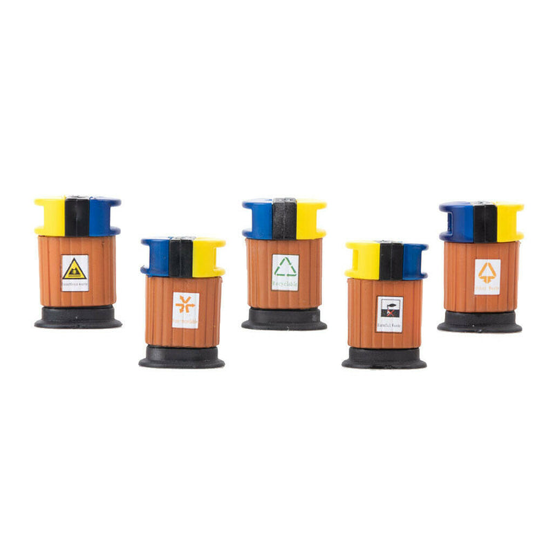 5x 1/100 Painted Trash Cans Mini Parking Train Building Garden Scenery Decor