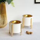 Ceramic Incense Burner Censer with Golden Iron Stand Home Desktop Ornament