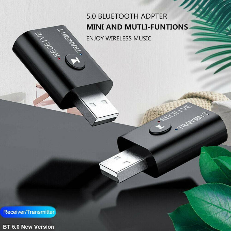 1*3.5mm USB Bluetooth 5.0 Audio Transmitter Receiver Adapter for TV PC Car AUX