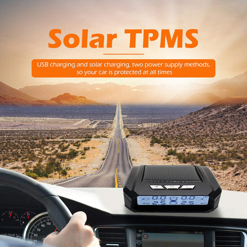 AN05 Solar Car TPMS Tire Pressure Monitoring Temp Alarm System (External)