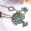 Unisex Steampunk Gears Tree of Life Butterfly Decor Pendant Necklace Chain