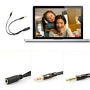 Stereo Audio Female to 2 Male Headset Microphone Y Splitter Cable Adapter Delu