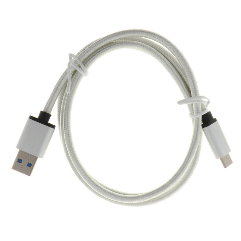 USB Android Charging Cord TPE Data Sync Quick Charger Cable White+ Nylon Braided
